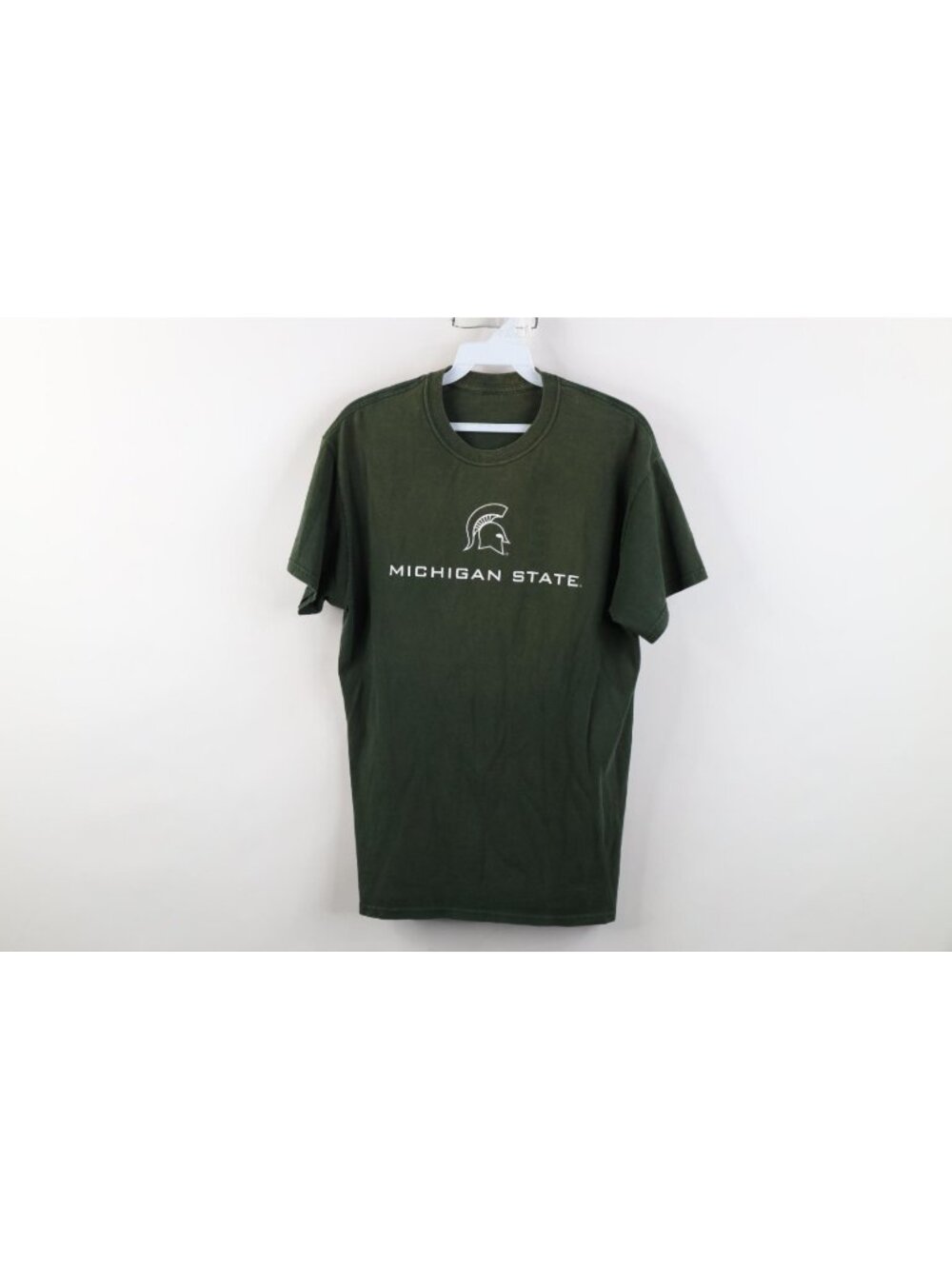 Vintage 90s Y2K Michigan State University T-Shirt Mens Size S Green Sun Faded